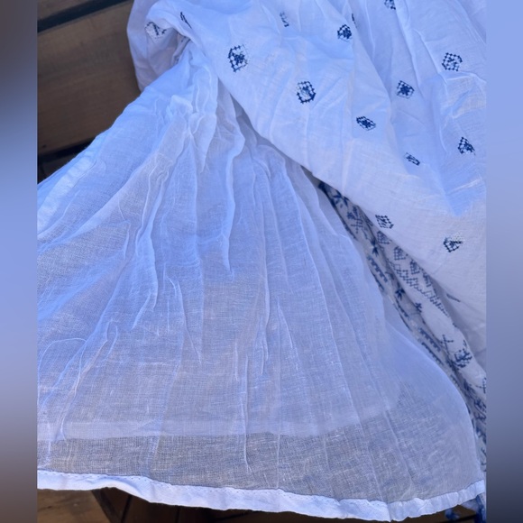 NWT Cute Options, boho style maxi skirt, tassle details. White/blue, size small - Picture 7 of 7